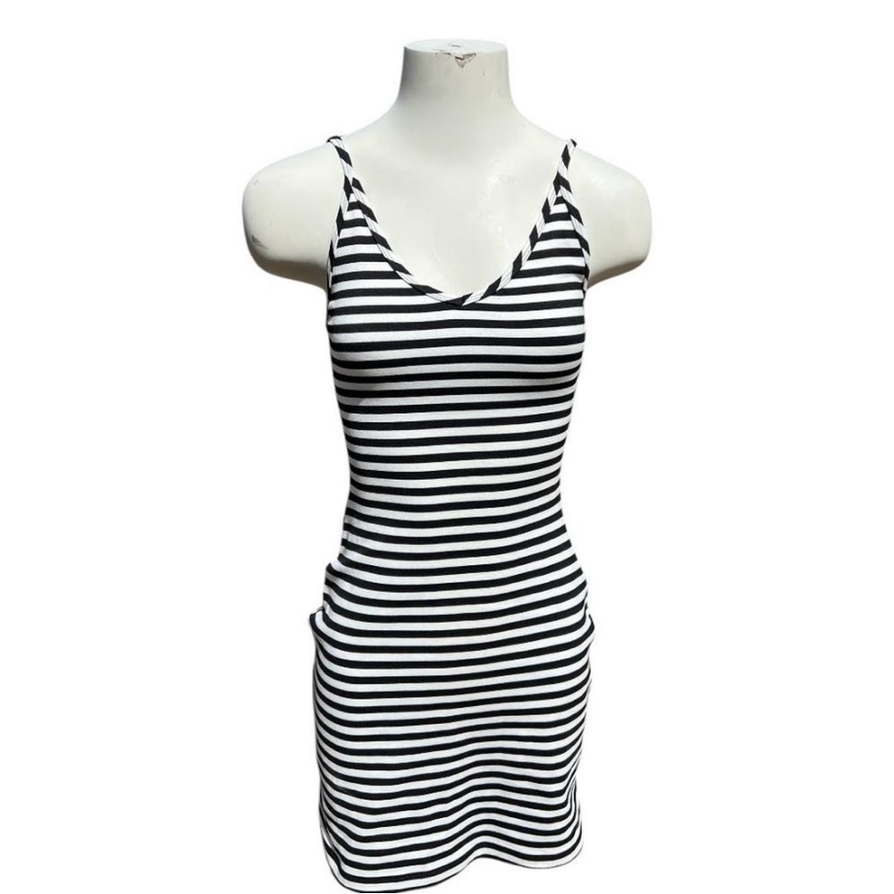 Aritzia Black and White Spaghetti Strap Bodycon Mini Dress